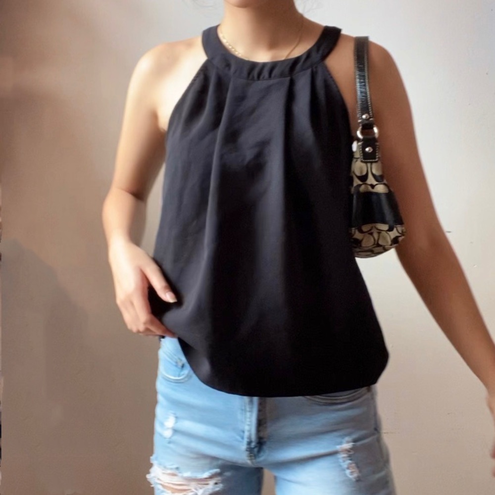 Y2K Black Halter Tank Top